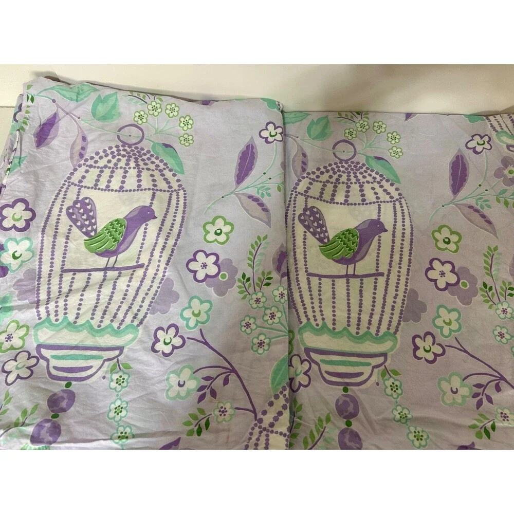 POTTERY BARN KIDS Bird Duvet Cover‎ Lavender Girls Birdcage Floral Twin Flora
